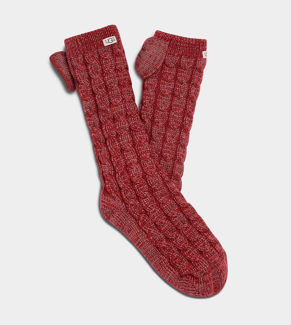 Ugg Sock Womens - Ugg Laila Bow Fleece Lined Burgundy - 486UJZIWL